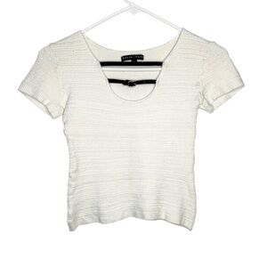 Bettie Page White Short Sleeve Knit Crop Top